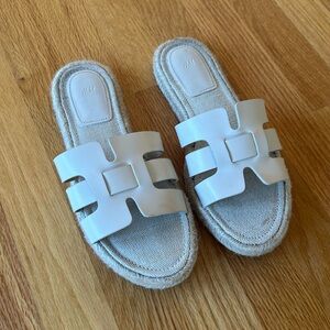 Tan slide on sandals
